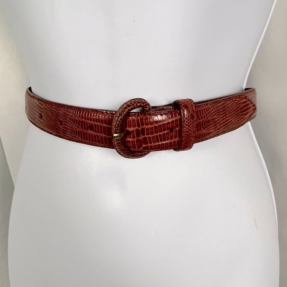 RALPH LAUREN WOMENS BELT RUST/BROWN COLOR SIZE 38 LIZARD 🦎